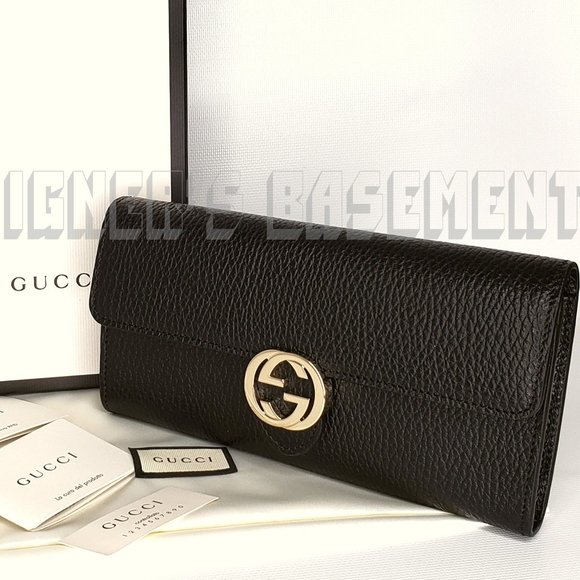 Gucci Handbags - GUCCI black Icon INTERLOCKING G Continental Wallet